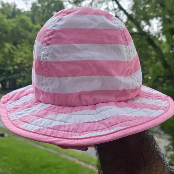 Pottery Barn Kids Hat Pink/White Bucket Cow Boy Hat Cap Size 3-12 month - Picture 1 of 11